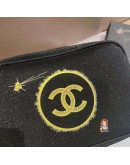 CHANEL Cosmetic bag Black color with Gold Logo (Ready Stock)