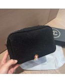 CHANEL Cosmetic bag Black color with Gold Logo (Ready Stock)